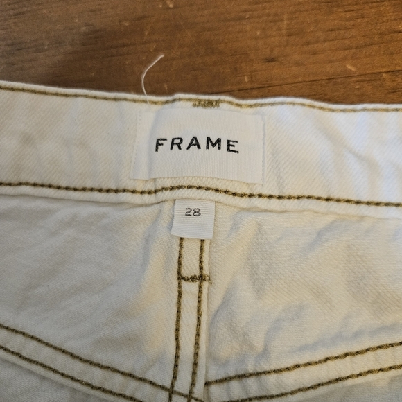 Frame Bermuda Shorts Le Slouch Bermuda White  Denim Size 28 - Picture 3 of 13